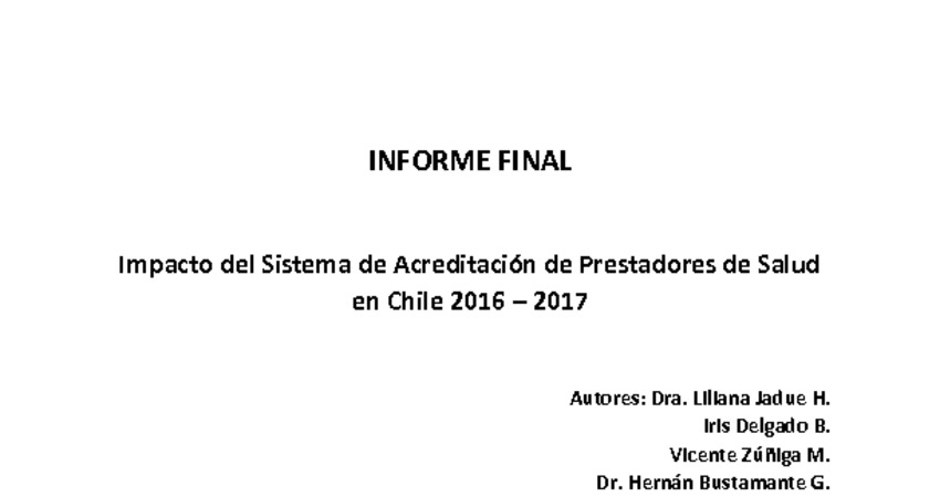 Impacto del Sistema de Acreditación de Prestadores de Salud en Chile 2009-2017
