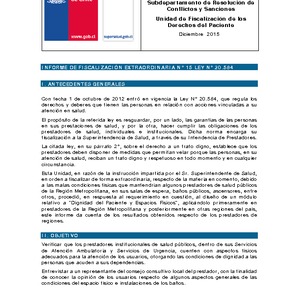 Informe de Fiscalización Extraordinaria N°15 Ley N°20.584