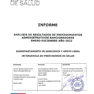 Informe de Análisis de resultados de procedimientos administrativos sancionadores Enero- Diciembre 2022