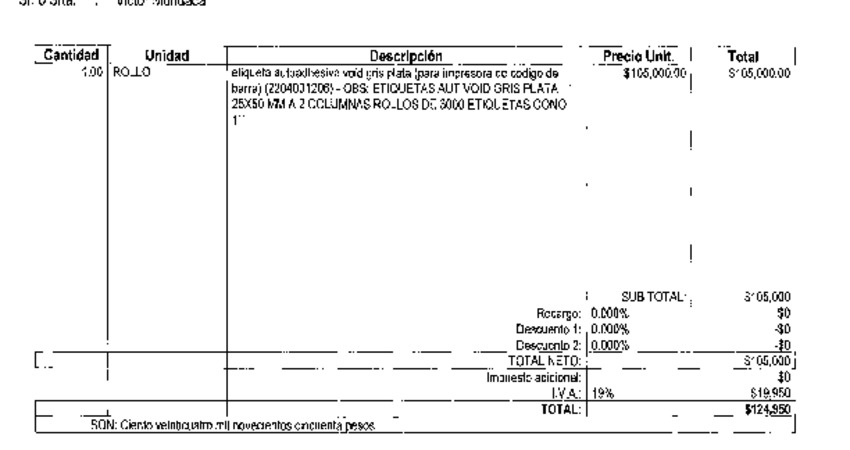 Orden de Compra N°293