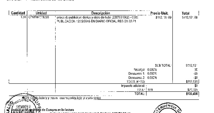 Orden de Compra N° 102