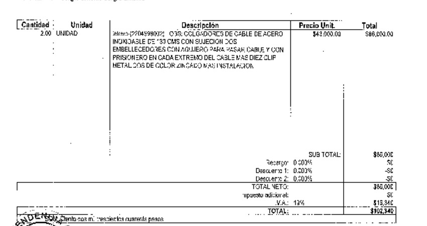 Orden de Compra N°583