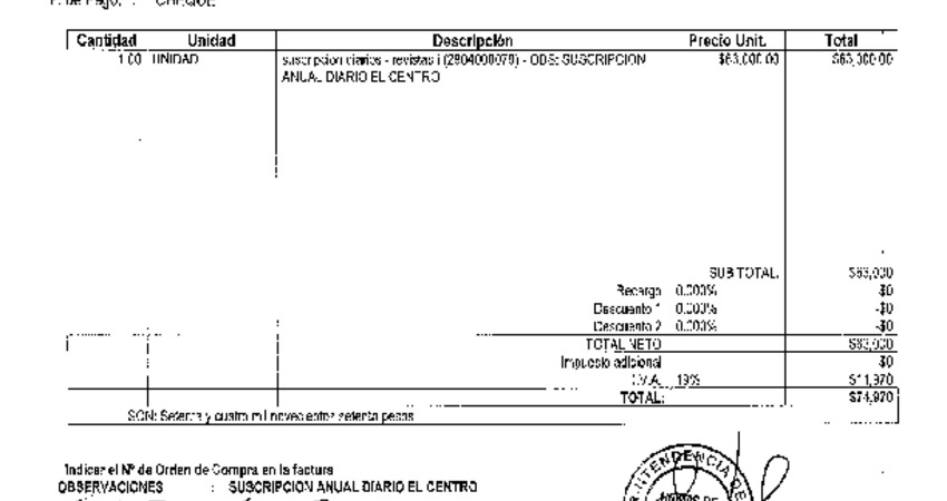 Orden de Compra N°336