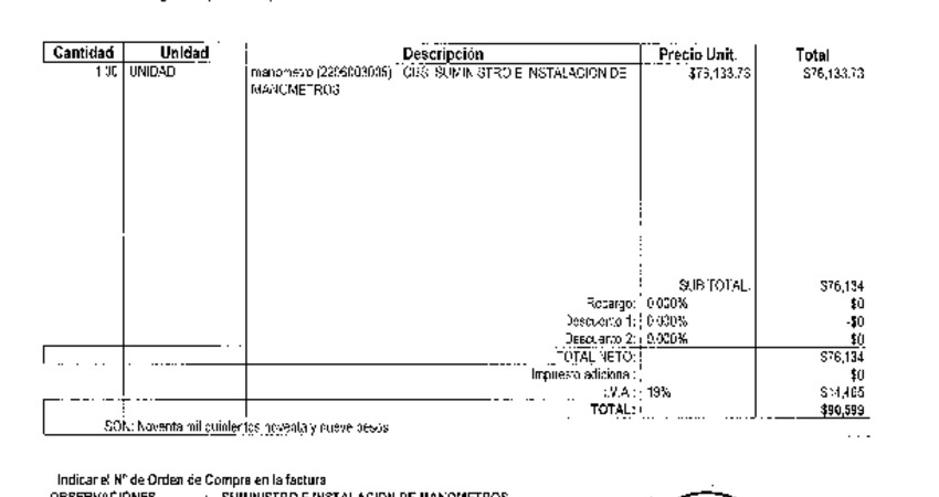 Orden de Compra N°8