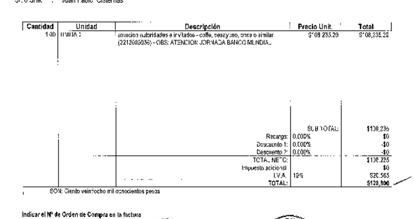 Orden de Compra N°629