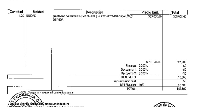 Orden de Compra N° 322