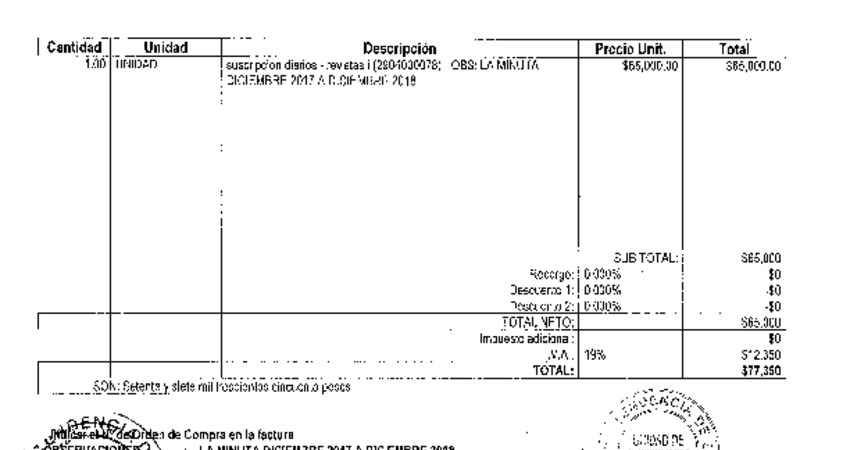 Orden de Compra N° 791