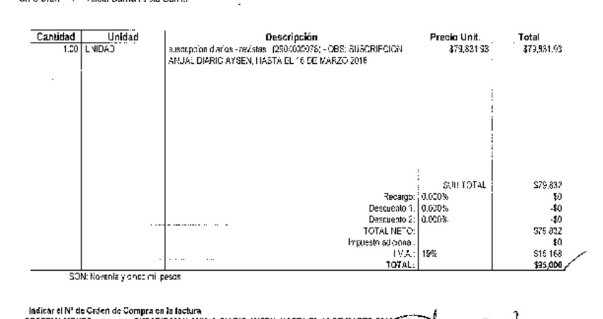 Orden de Compra N°206