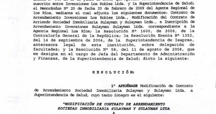 Valdivia Modificaciones al Contrato del 12-05-2008