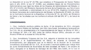 Modificaciones al Contrato de arrendamiento con inmobiliaria Rentas Raíces S.A.