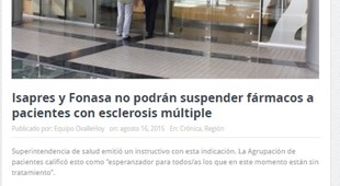 Isapres y Fonasa no podrán suspender fármacos a pacientes con esclerosis múltiple
