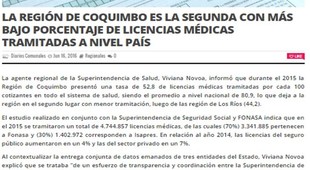 La Región de Coquimbo es la segunda con más bajo porcentaje de licencias médicas tramitadas a nivel país